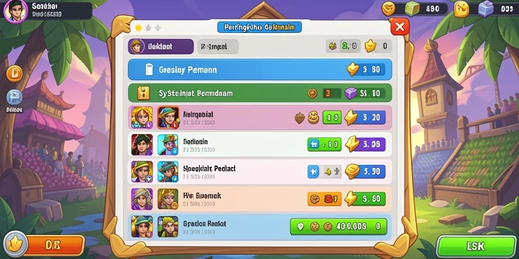 Screenshot pertama menunjukkan permainan slot dengan tema menarik.
